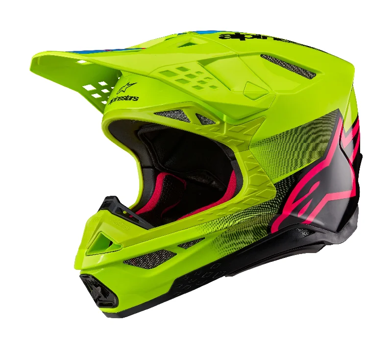 ALPINESTARS 2025 SUPERTECH M10 UNITE HELMET - YELLOW FLUO/BLACK/DIVA PINK GLOSSY