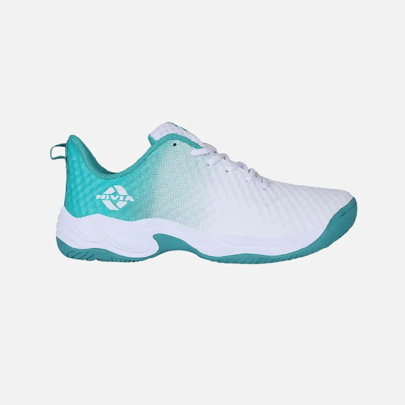 Nivia Powersmash Tennis Shoes -White/Turquoise