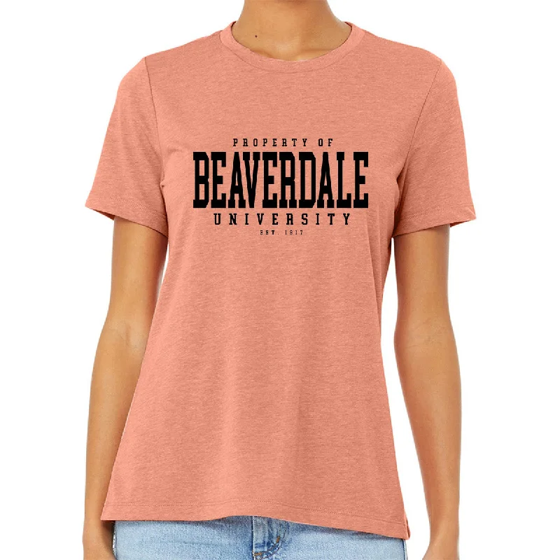 "Property of Beaverdale University" - Ladies' Relaxed Heather CVC Short-Sleeve T-Shirt