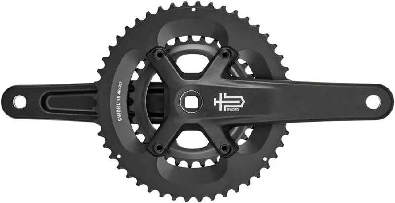 microSHIFT Sword BLK 2x Crankset - 170mm 9-Speed 48/31t 110/80 Asym BCD JIS Square Taper Spindle Interface BLK