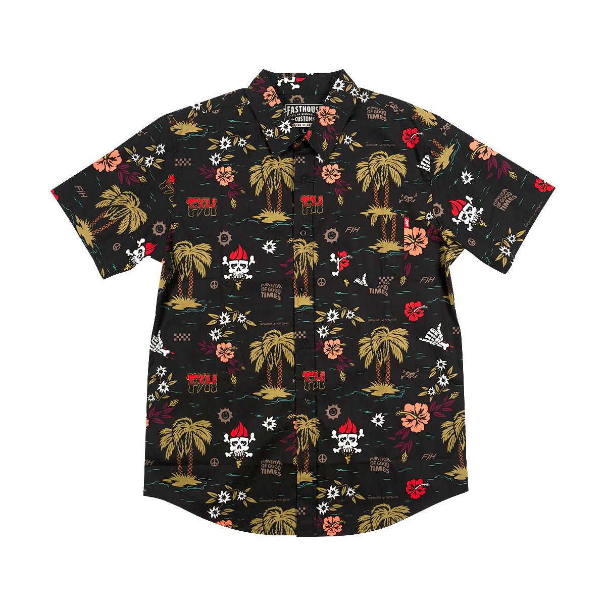 Fashouse Tribe Short Sleeve Button-Up Shirt - Youth - Black