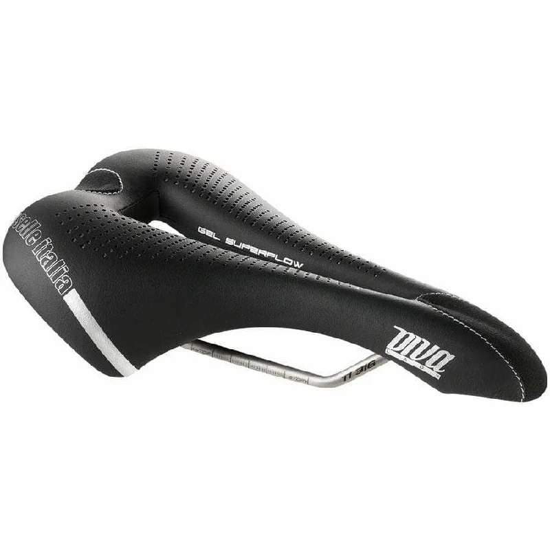 Diva Gel Superflow Saddle - Titanium Black Womens S3