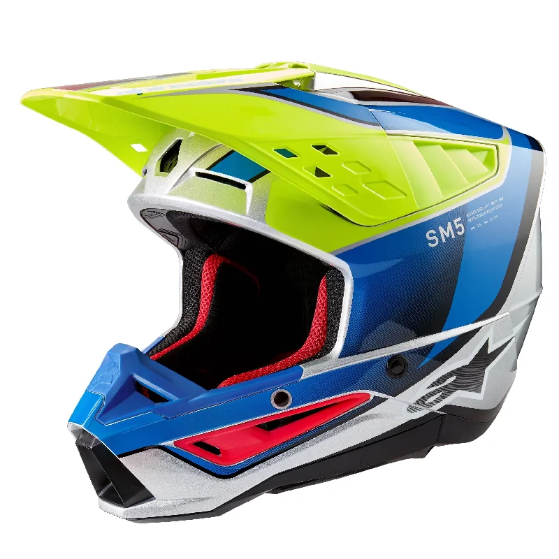 ALPINESTARS 2025 SUPERTECH M5 SAIL HELMET - YELLOW FLUO/ENAMEL/BLUE SILVER GLOSSY