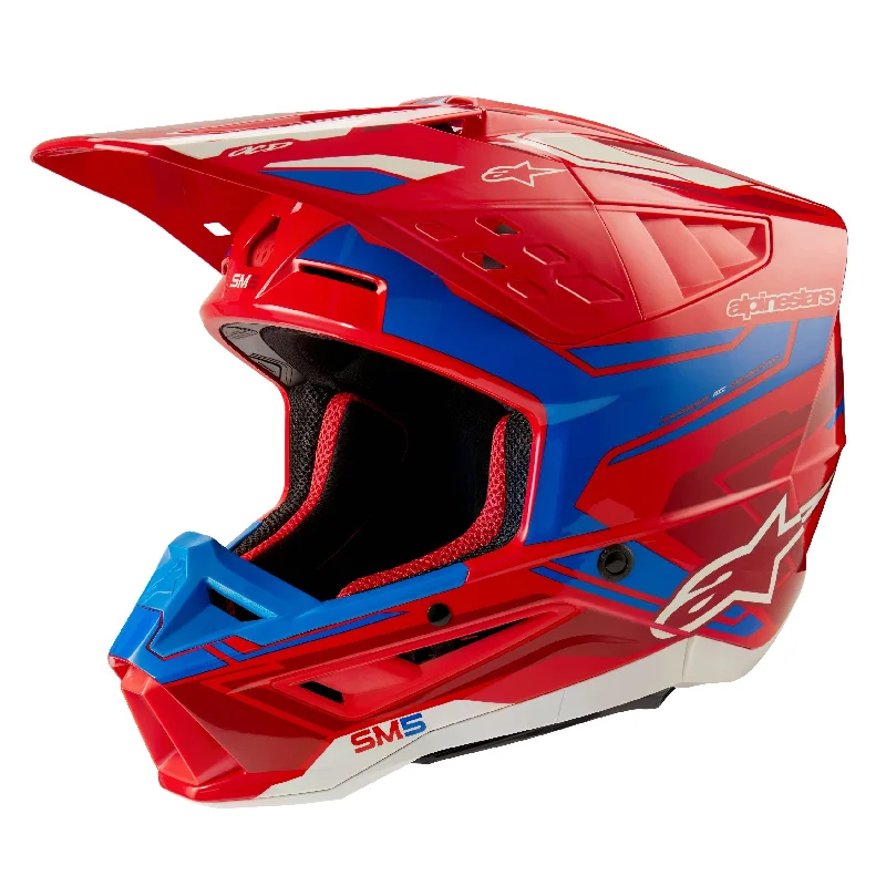 ALPINESTARS 2025 SUPERTECH M5 ACTION 2 HELMET - BRIGHT RED/BLUE GLOSSY