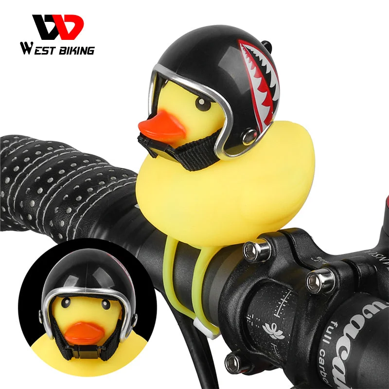 WEST BIKING 1 Pcs MTB Road Bike Bell Little Yellow Duck with Helmet Bicycle