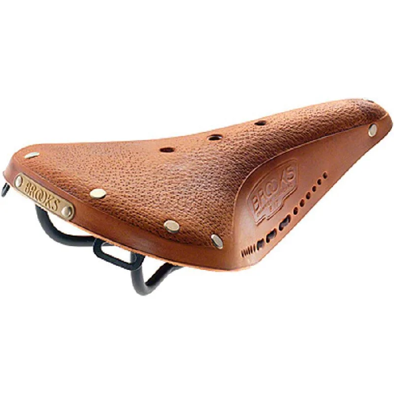 B17 Pre-Aged Tan Leather Saddle w/laces Black Steel Rails