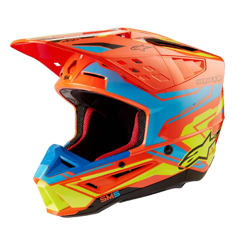 ALPINESTARS 2025 SUPERTECH M5 ACTION 2 HELMET - ORANGE FLUO/CYAN/YELLOW FLUO GLOSSY