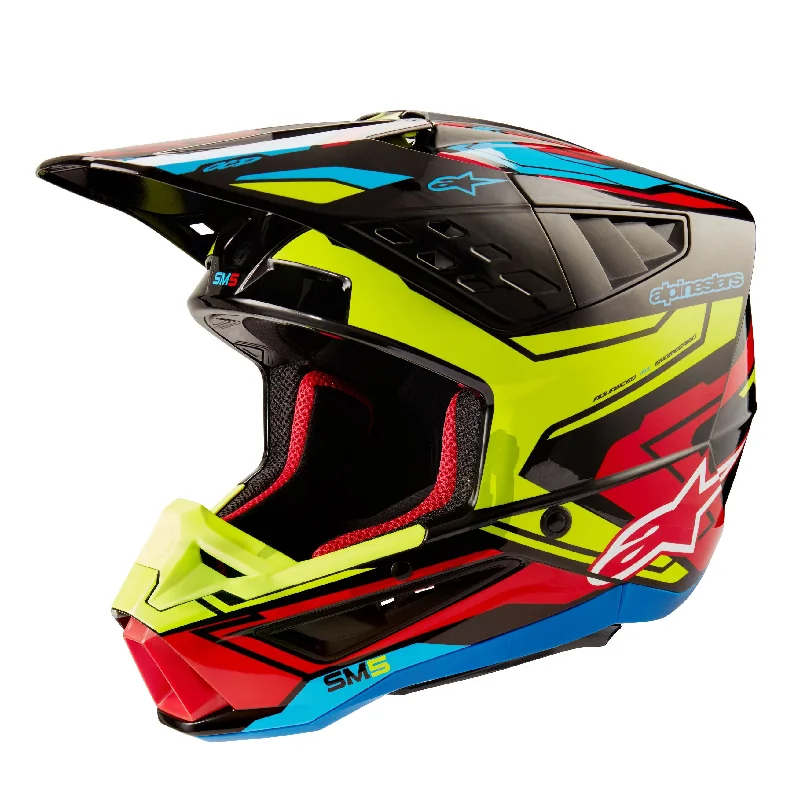 ALPINESTARS 2025 SUPERTECH M5 ACTION 2 HELMET - BLACK/YELLOW FLUO/BRIGHT RED GLOSSY