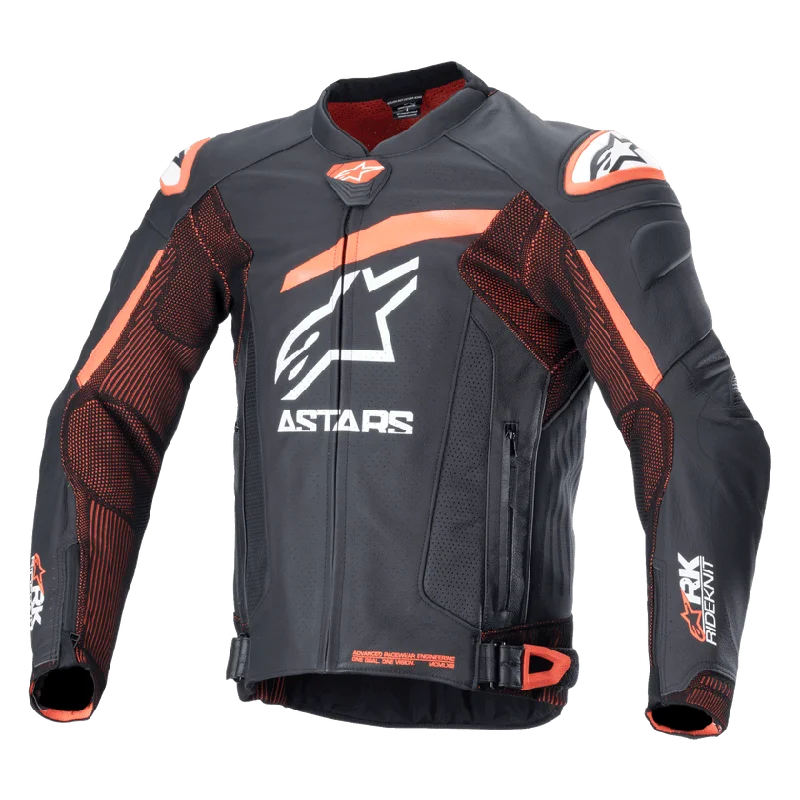 ALPINESTARS GP PLUS R V4 RIDEKNIT LEATHER JACKET - BLACK/RED FLURO/WHITE