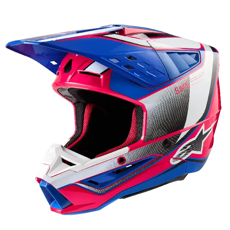 ALPINESTARS 2025 SUPERTECH M5 SAIL HELMET - WHITE/DIVA PINK/ENAMEL/BLUE GLOSSY