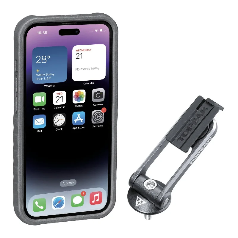 Custodia Topeak RideCase per iPhone 14 Pro nera/grigia con supporto