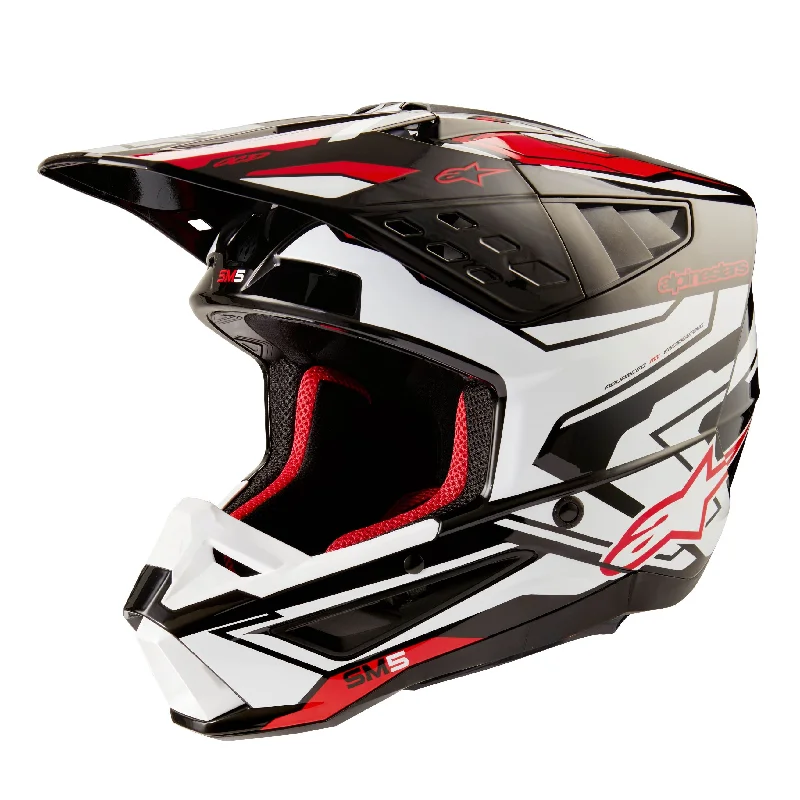 ALPINESTARS 2025 SUPERTECH M5 ACTION 2 HELMET - BLACK/WHITE/BRIGHT RED GLOSSY