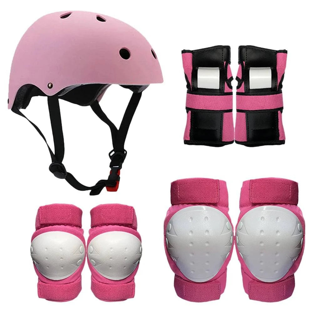 7 in 1 Protective Gear Set Knee Elbow Pads Wrist Guards Helmet Multi Sports Safety Pads for Kid Teenager Scooter Skating Cycling