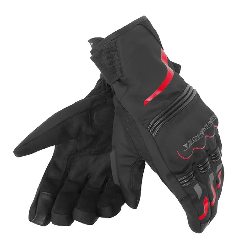 DAINESE TEMPEST UNISEX D-DRY® SHORT GLOVES - BLACK/RED