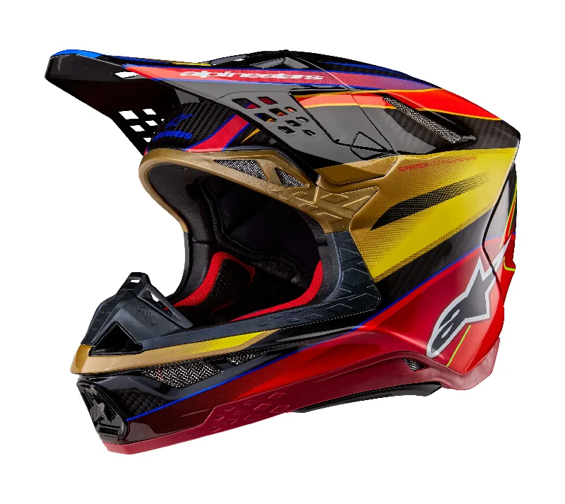 ALPINESTARS 2025 SUPERTECH M10 ERA HELMET - GOLD/YELLOW/RIO RED GLOSSY