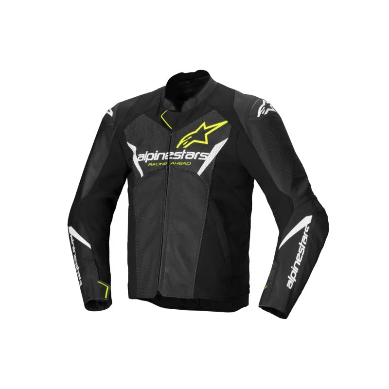 ALPINESTARS FASTER V3 AIRFLOW LEATHER JACKET - BLACK/WHITE/YELLOW